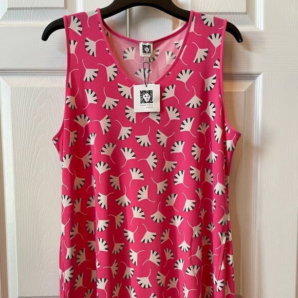 ANNE KLEIN CAMELLIA/ANNE WHITE COMBO SLEEVELESS HIGH LOW DRESS SIZE XL NWT - Picture 1 of 6